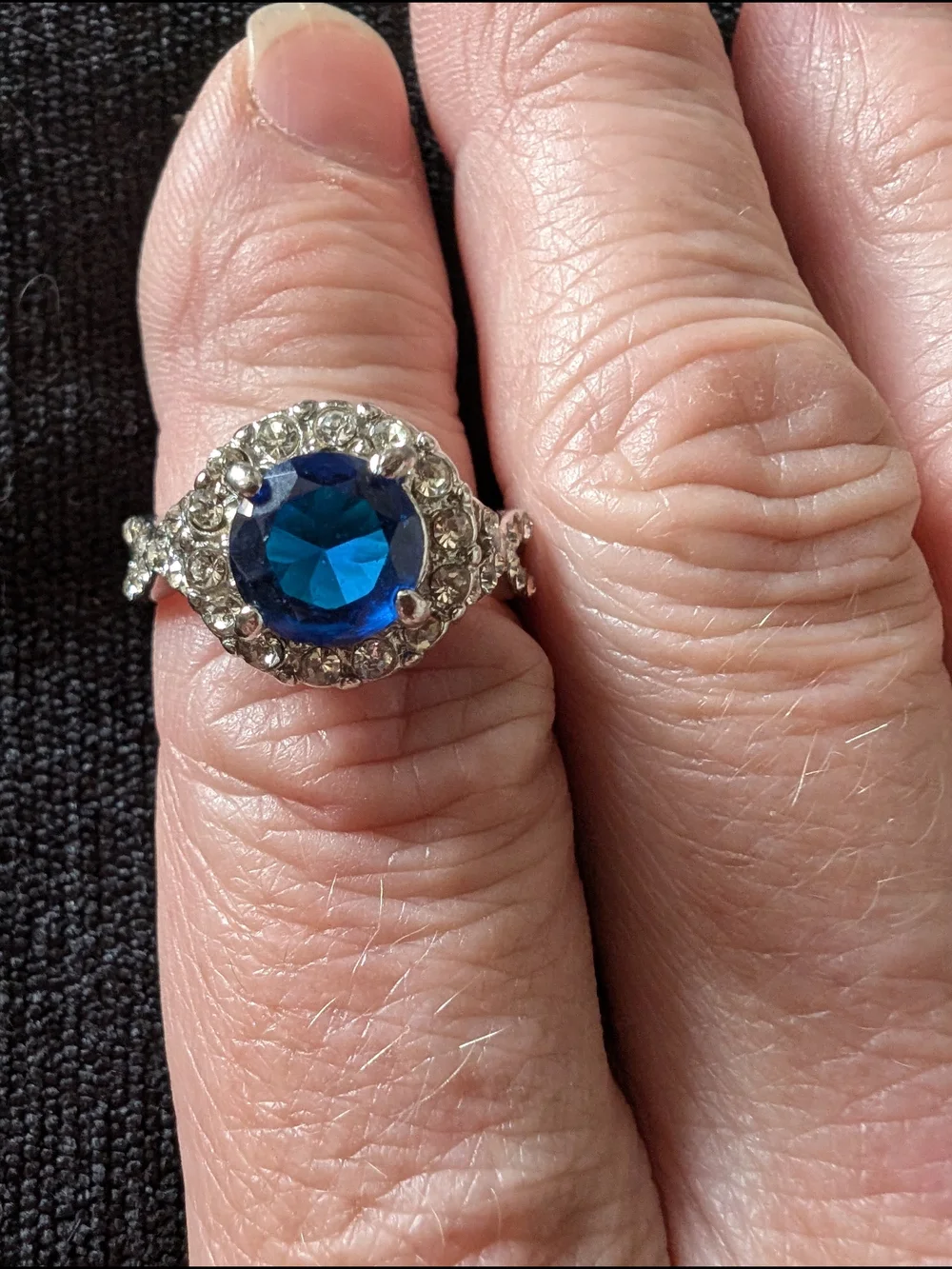 Blue Crystal Halo Ring - Women Jewelry #47